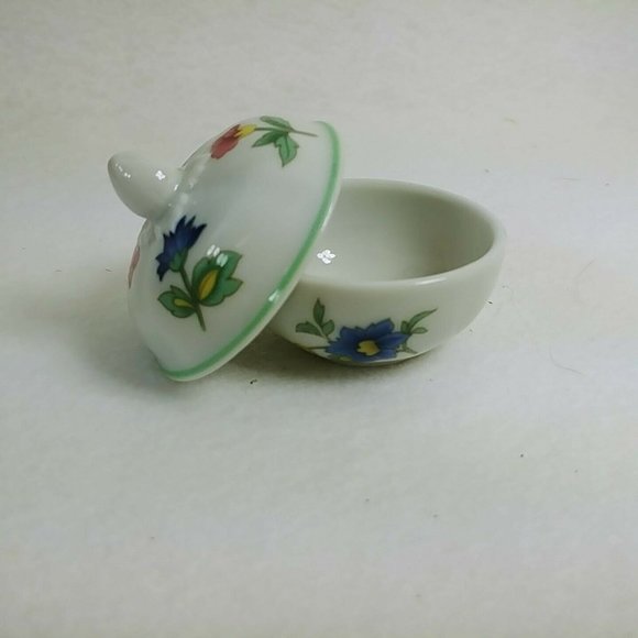 Jewelry Ring Trinket Porcelain Covered Floral Dish Heinrich Germany 2" Dia - Picture 4 of 9